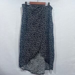 Urban Romantics Black with White Floral Wrap Midi Skirt Women's Size M